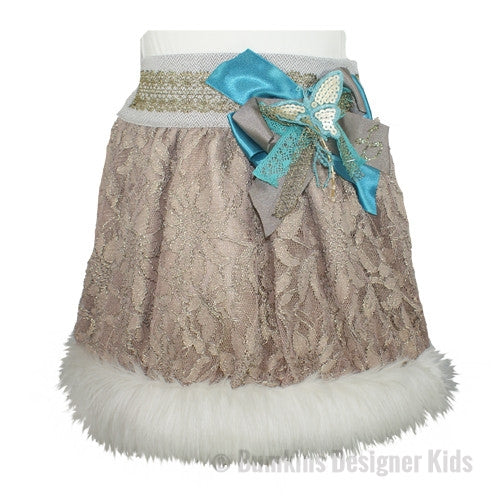 Little Darlings Victoriana Rose Faux Fur Trim Skirt 1176