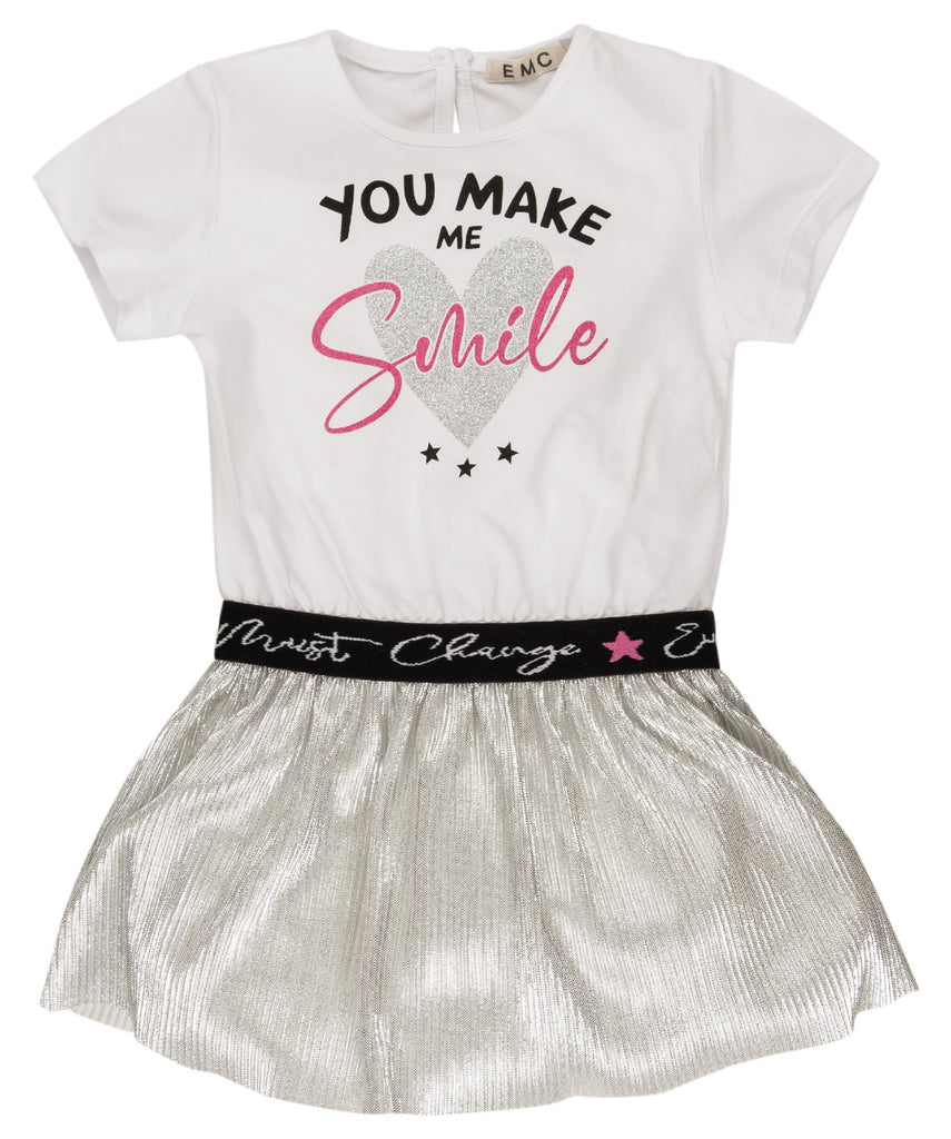EMC SS22 You Make Me Smile Silver Pleated Dress 4651