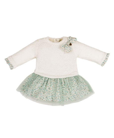 EMC Baby Girls Ivory Knitted Patterned Tulle Dress 4668