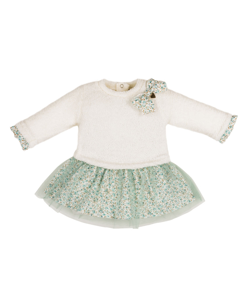 EMC AW22 Baby Girls Ivory Knitted Patterned Tulle Dress 4668