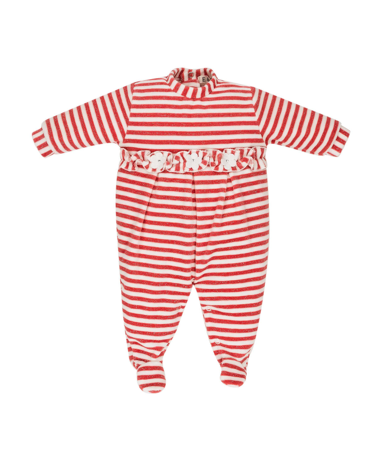 EMC Baby Girls Striped Velour All in One 6429