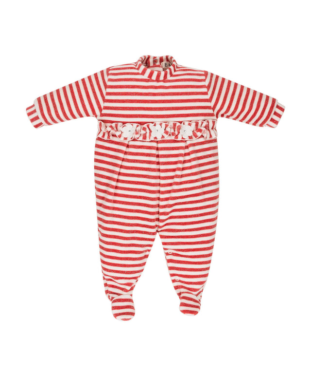 EMC Baby Girls Striped Velour All in One 6429