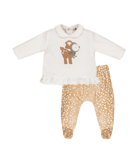 EMC Baby Girls Polka Dot Velour Deer Two Piece set 3081