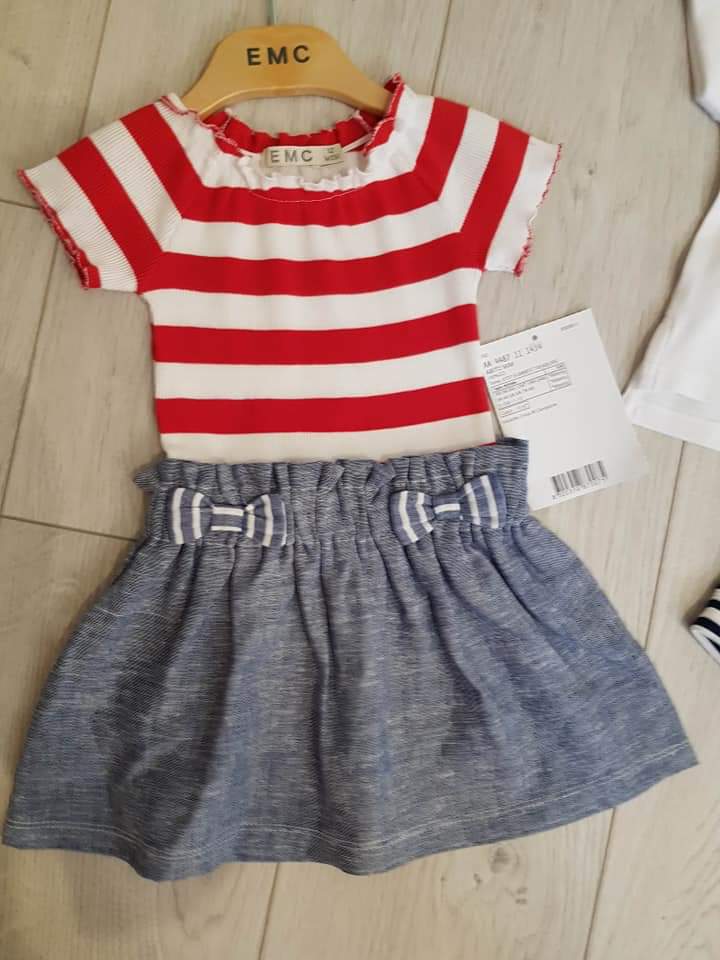 EMC SS20 Red and White Stripe Sailor Dress