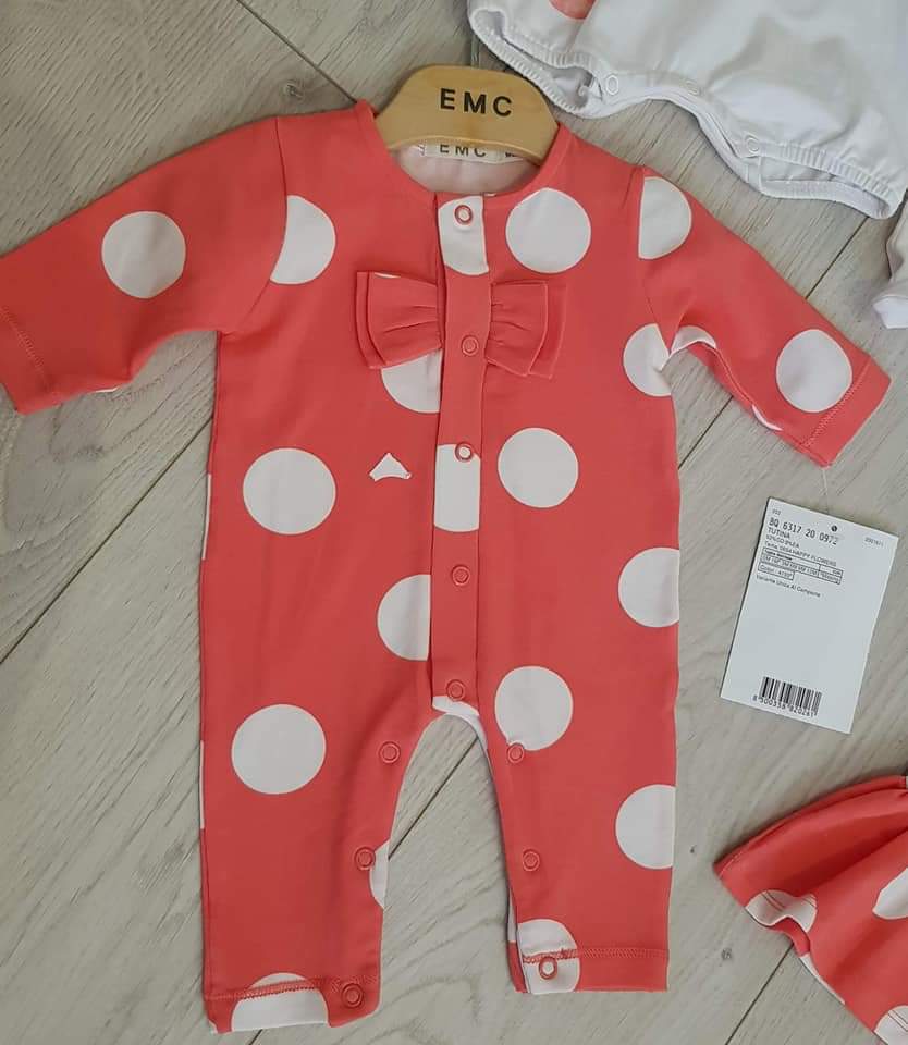 EMC SS20 Burnt Orange and polka dot Footless all in one 6317