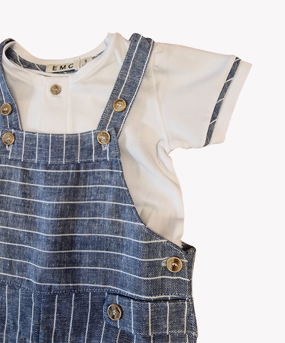 EMC SS23 Boys Striped Dungaree & Top Set 2634