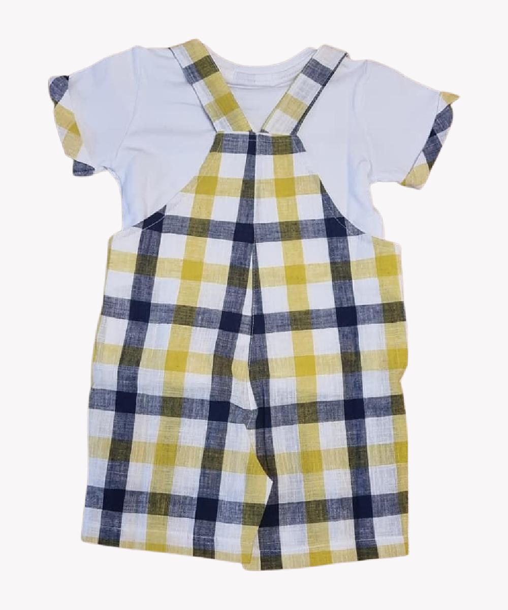 EMC SS23 Boys Checked Linen Dungaree & Top Set 2641