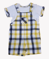 EMC SS23 Boys Checked Linen Dungaree & Top Set 2641