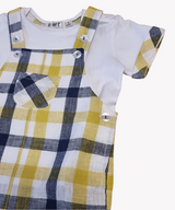 EMC SS23 Boys Checked Linen Dungaree & Top Set 2641