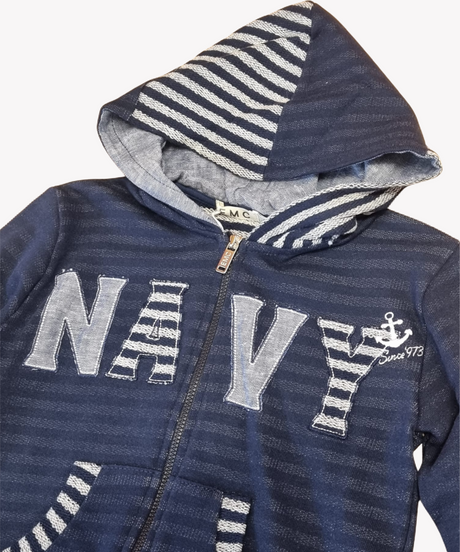 EMC SS23 Boys Navy Anchor Hooded Jacket 1534