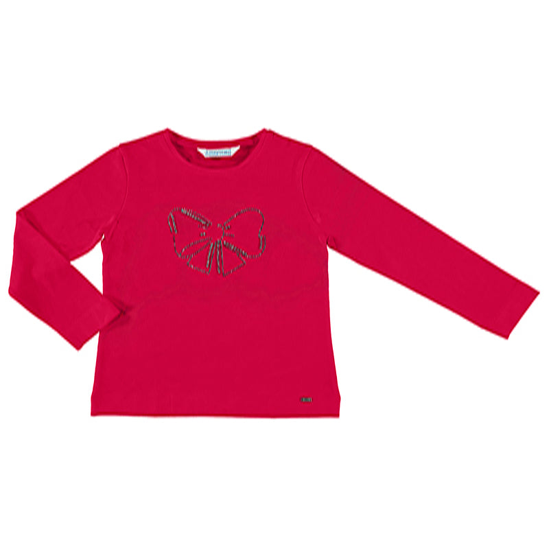 Mayoral Girl AW20 Long Sleeved Bow Top Red 178