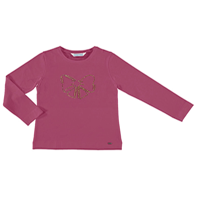 Mayoral Girl AW20 Long Sleeved Bow Top Cherry 178
