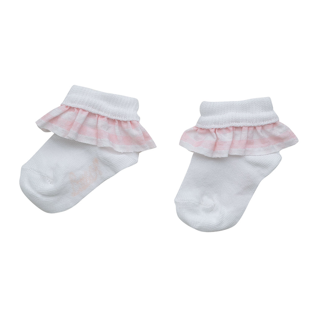 Little A By A Dee SS23 Gracelynn Pink Frill Ankle Socks 3120