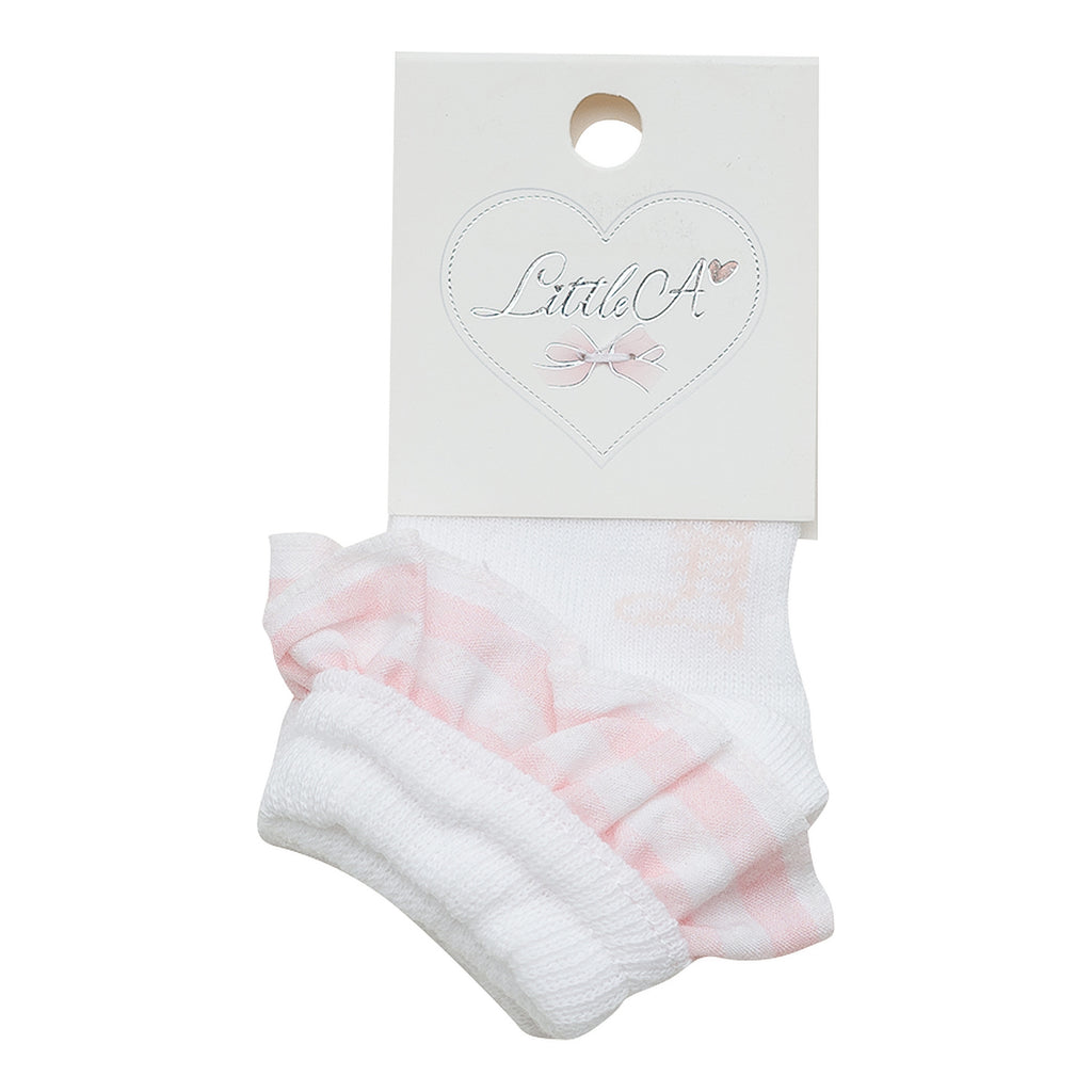 Little A By A Dee SS23 Gracelynn Pink Frill Ankle Socks 3120
