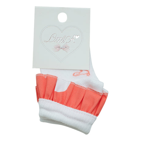 Little A By A Dee SS23 Gracelynn Coral Polka Dot Ankle Socks 3220