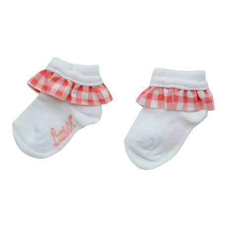 Little A By A Dee SS23 Gracelynn White Check Ankle Socks 3221