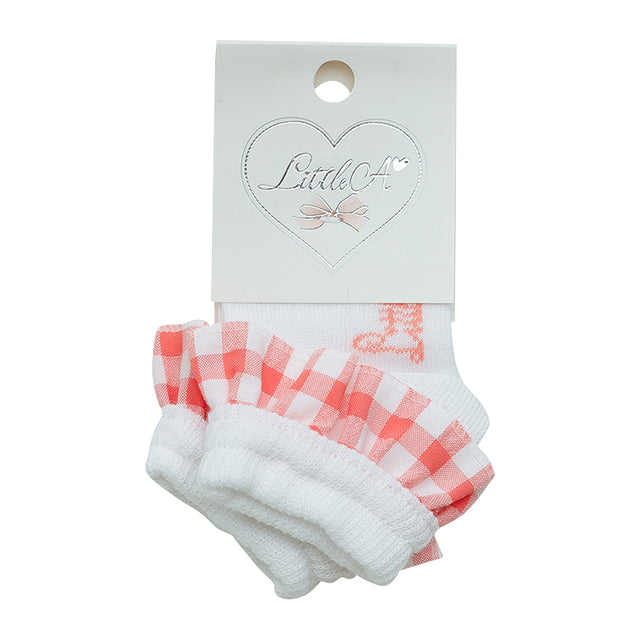 Little A By A Dee SS23 Gracelynn White Check Ankle Socks 3221