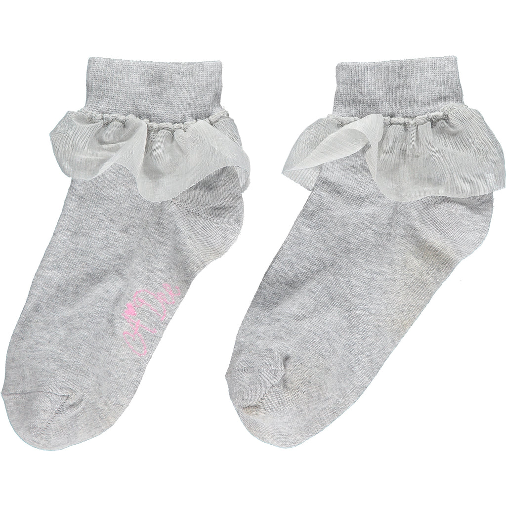 A Dee AW21 Paloma Grey Sparkle Frill Ankle Socks 1901
