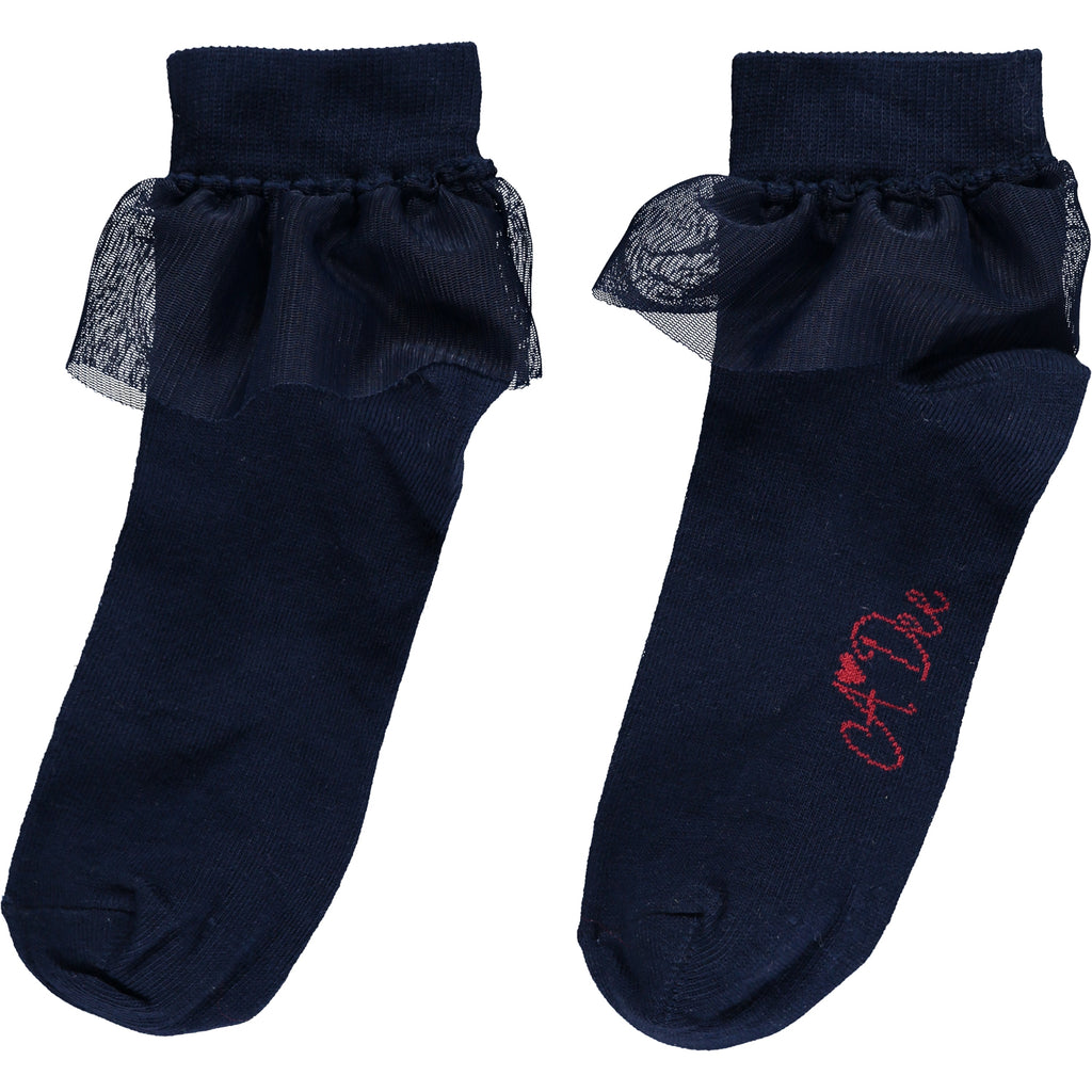 A Dee AW21 Rosalyn Navy Frill Ankle Socks 2910