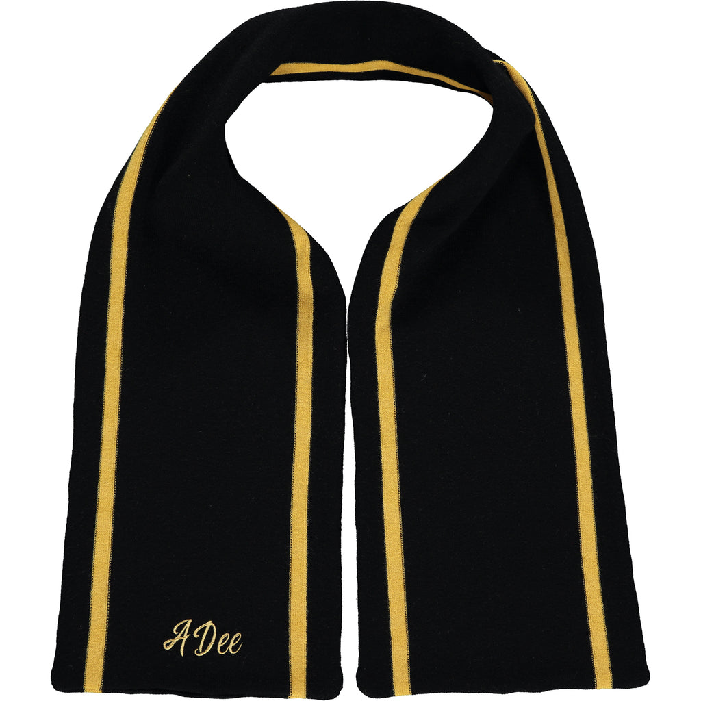A Dee AW21 Tia Black & Gold Stripe Knitted Scarf 4928