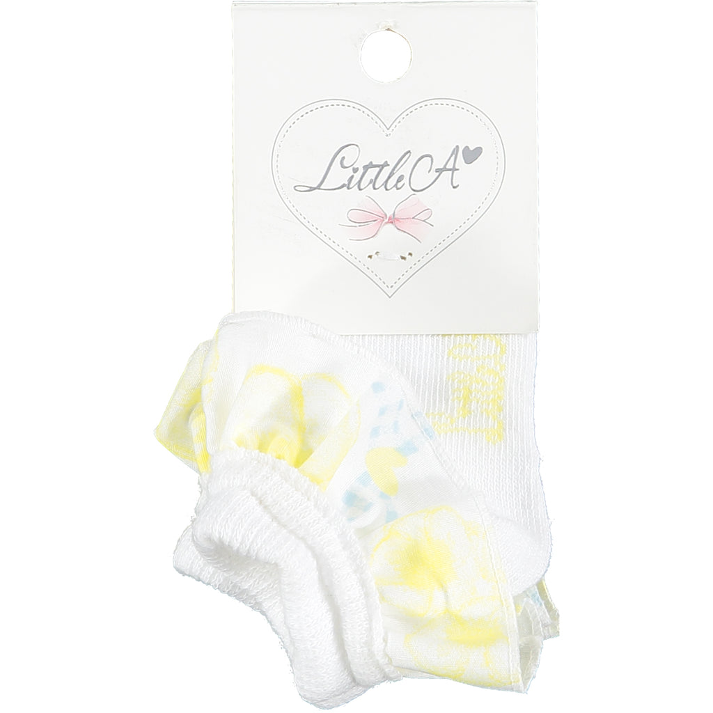 Little A By A Dee SS22 Crystal Lemon Frilly Ankle Socks 2219