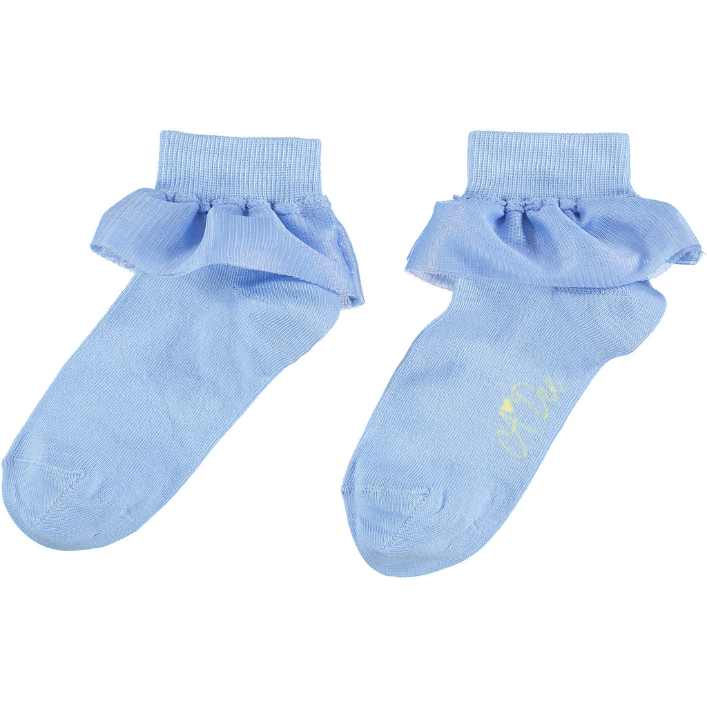 A Dee SS22 Josie Blue Tulle Frill Ankle Socks 3916