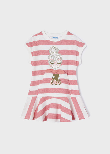 Mayoral Girl SS22 Pink Striped Dress 3945