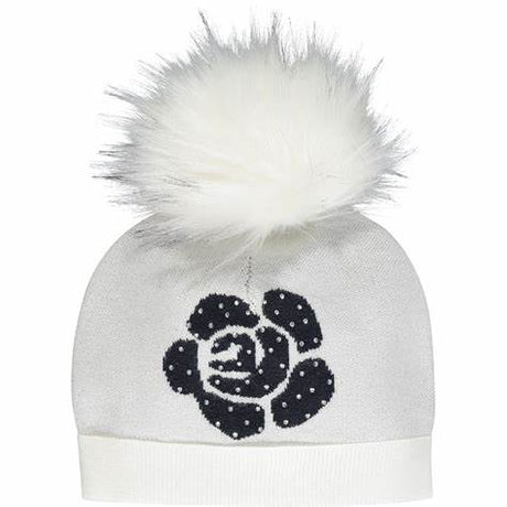 A Dee Toni White & Grey Rose Pom Hat